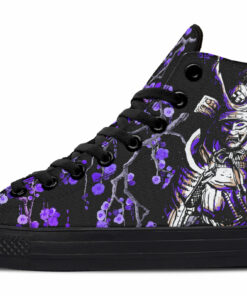 mike purple cherry blossom and samurai high top canvas shoes