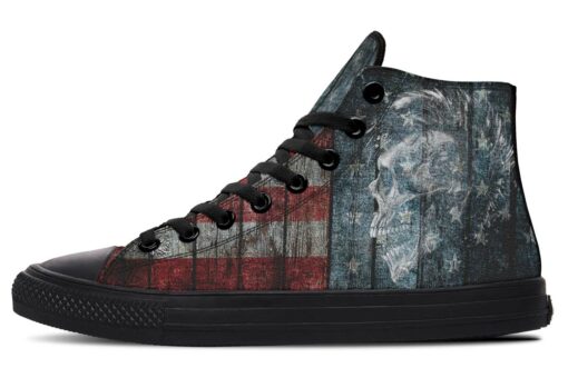 mohawk skull painted flag high top canvas shoes