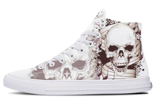 musical note skull high top canvas shoes