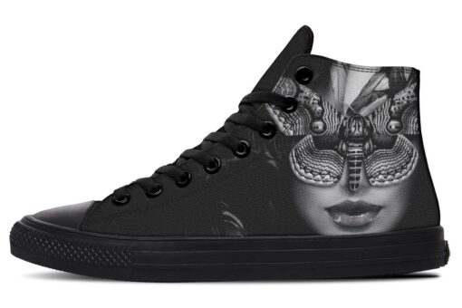 mystery woman tattoo high top canvas shoes
