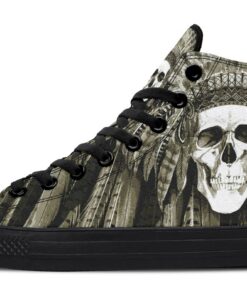 native american skull high top canvas shoes