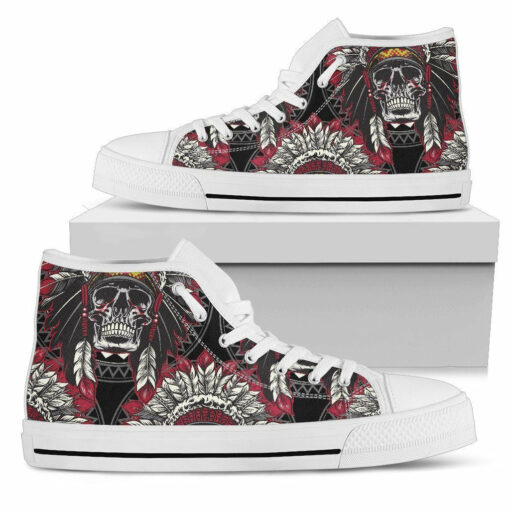 native indian skull unisex high top canvas shoes