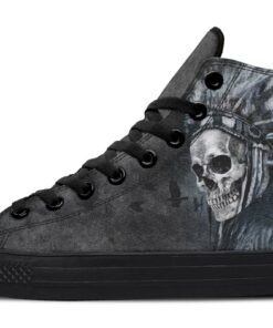 native skull and raven high top canvas shoes