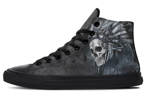 native skull and raven high top canvas shoes