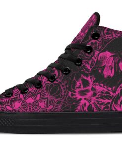 neon pink skull madness high top canvas shoes