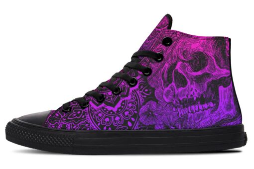 neon purple skeleton high top canvas shoes