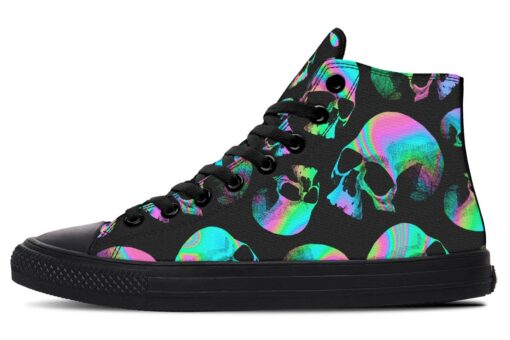 neon skull party high top canvas shoes