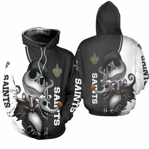 new orleans saints jack skellington and zero 3d hoodie