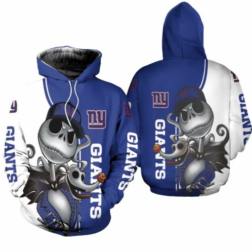 new york giants jack skellington and zero 3d hoodie