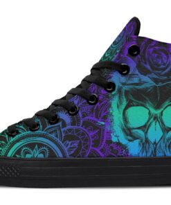 obsessed with skull purple high top canvas shoes