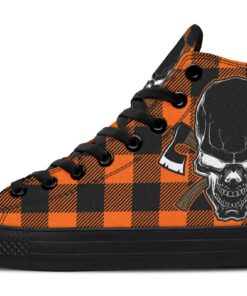 orange lumberjack skull high top canvas shoes