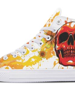 orange skull and sunflower high top canvas shoes