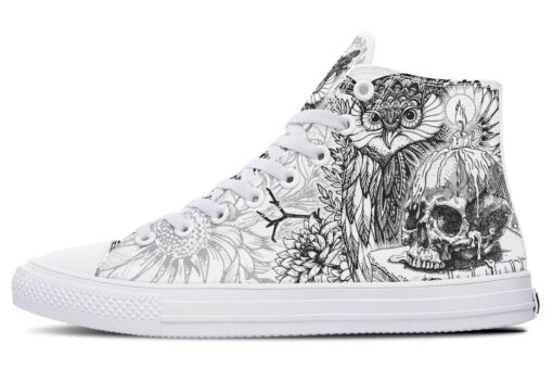 owl skull candle high top canvas shoes