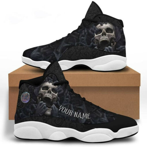 personalized name blue skull 13 sneakers xiii shoes