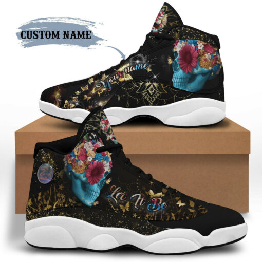 personalized name floral skull hippie 13 sneakers xiii shoes