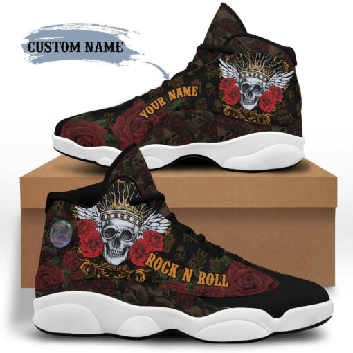 personalized name rock n roll skull roses 13 sneakers xiii shoes
