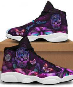 personalized name skull butterfly flowers 13 sneakers xiii shoes