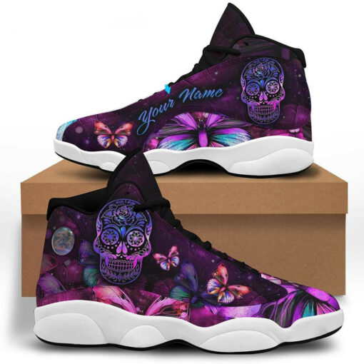 personalized name skull butterfly flowers 13 sneakers xiii shoes