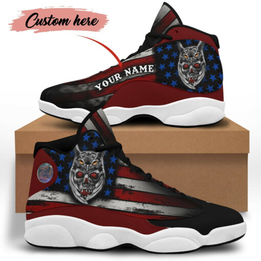 personalized name skull owl american flag 13 sneakers xiii shoes