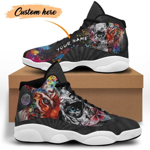 personalized name skull tiger eyes 13 sneakers xiii shoes