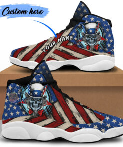 personalized name skull uncle sam american flag 13 sneakers xiii shoes