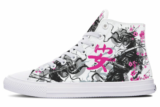 pink blossom windy day high top canvas shoes