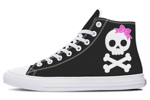 pink bow skull high top canvas shoes