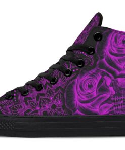 pink rose crane skull high top canvas shoes
