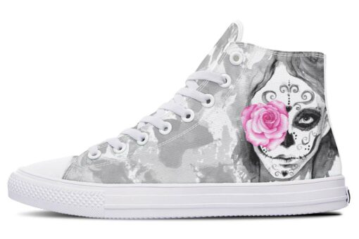 pink rose eye high top canvas shoes
