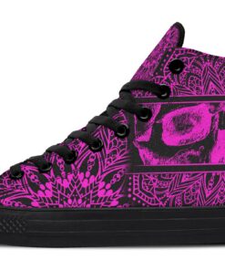 pink skull addict high top canvas shoes
