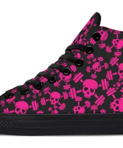 pink skull workout high top canvas shoes