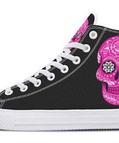 pink sugar skull high top canvas shoes