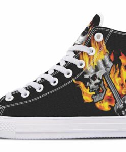 pistons on fire high top canvas shoes