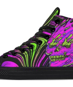 psychedelic pink purple skull high top canvas shoes