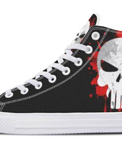 punisher and red splash high top canvas shoes
