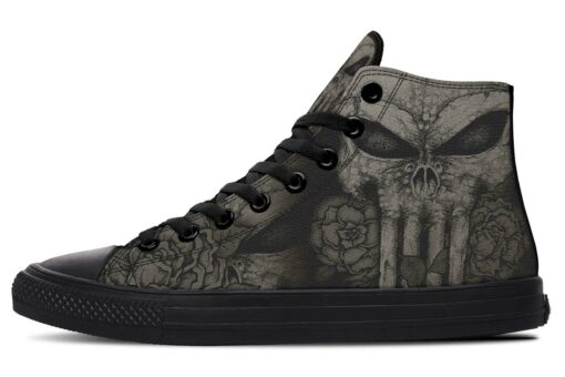 punisher skull drawing high top canvas shoes