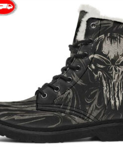 punisher tattoo background faux fur leather boots
