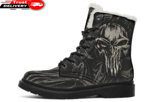 punisher tattoo background faux fur leather boots