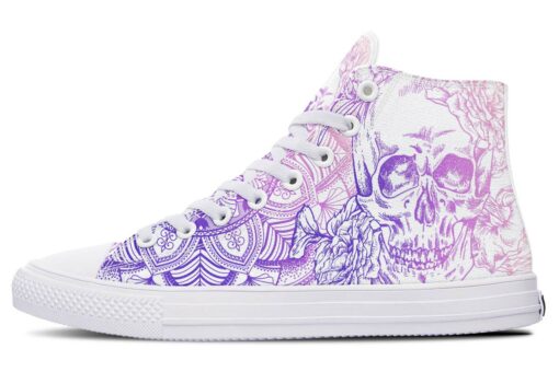 purple color blend skull high top canvas shoes
