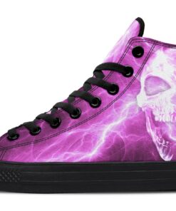 purple lighting skull high top canvas shoes