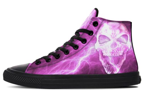 purple lighting skull high top canvas shoes