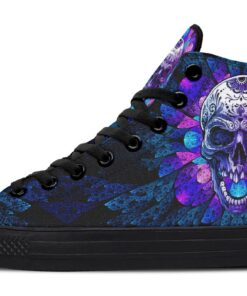 purple open mouth skull high top canvas shoes