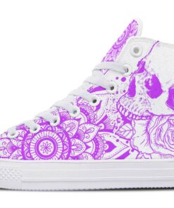 purple skull rose art high top canvas shoes