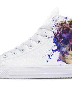purple splash skull high top canvas shoes