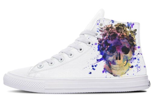 purple splash skull high top canvas shoes