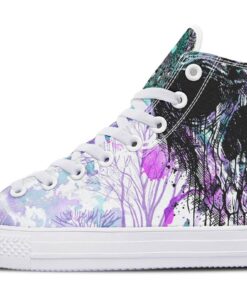 purple watercolor skull high top canvas shoes