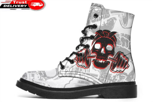 rad skull weights faux fur leather boots
