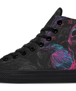 raven and skull art high top canvas shoes