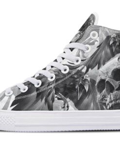 raven on a skull tattoo high top canvas shoes