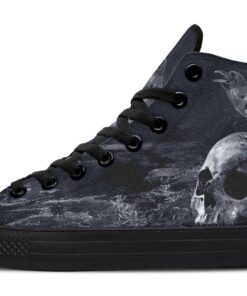 raven skull perch high top canvas shoes